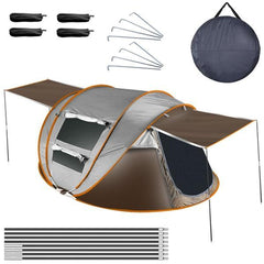 5–8 Person Pop-Up Camping Tent – Waterproof Instant Setup Tent with Mosquito Net Windows, Poles & Carry Bag for Hiking, Climbing & Outdoor Adventures