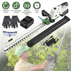 iGardenPro 20" Cordless Hedge Trimmer 21V – Handheld Electric Bush & Shrub Trimmer with Dual-Action Blades, 0.6" Cutting Capacity, ±90° Adjustable Head, Safety Lock