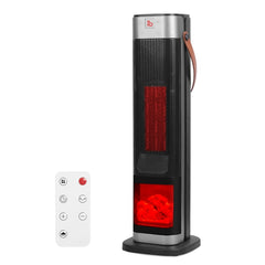 1500W Oscillating Ceramic Tower Space Heater – Portable Electric Heater with 3D Flame, 3 Wind Modes, Remote, 12H Timer & Overheat Protection