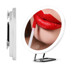 30X Magnifying Makeup Mirror with Light – 3 Color Modes, Dimmable Brightness, 360° Adjustable, Travel Mirror with Suction Cup, Tweezer & Scissor Included