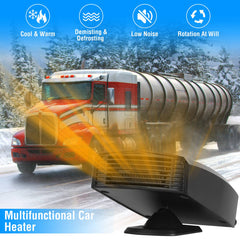 12V 150W Portable Car Heater & Cooling Fan – 2-in-1 Defroster, Defogger, Demister with 360° Rotating Base
