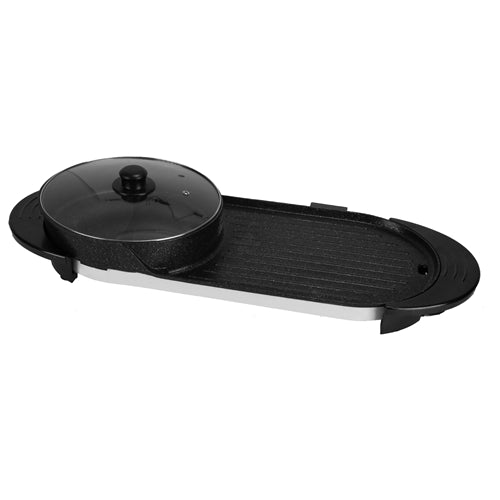 2200W 2-in-1 Korean BBQ Grill & Shabu Shabu Hot Pot – Independent Temperature Control, Smokeless