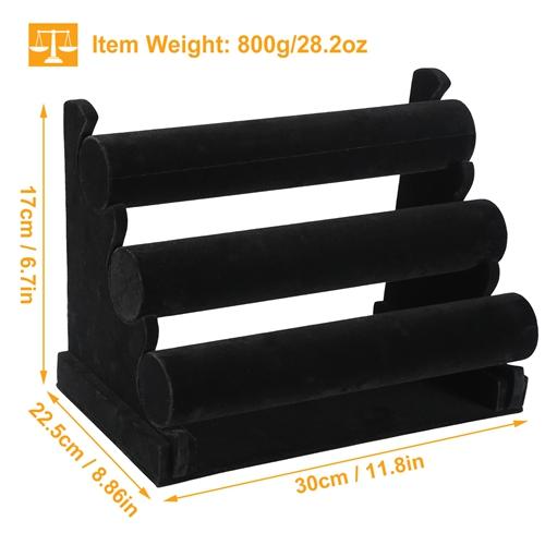 3-Tier Velvet Jewelry Stand – Removable Bracelet Holder, Watch & Jewelry Bangle Display Rack Organiser  Velvet Stand   Tiered Display