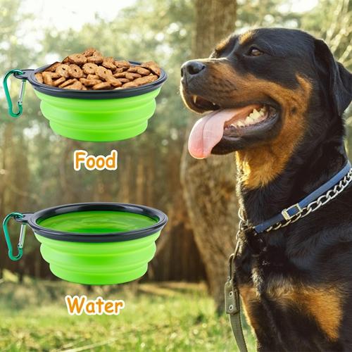 4-Pack Silicone Collapsible Dog Bowls – BPA-Free Foldable Travel Bowls with Carabiner Clip for Dogs & Cats