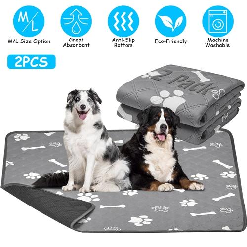 2-Pack Reusable Waterproof Pet Pee Pads – Washable, Non-Slip, Absorbent Training Mats for Puppies, Dogs, Cats & Crates (Size M)