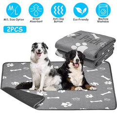 2-Pack Reusable Waterproof Pet Pee Pads – Washable, Non-Slip, Absorbent Training Mats for Puppies, Dogs, Cats & Crates (Size M)