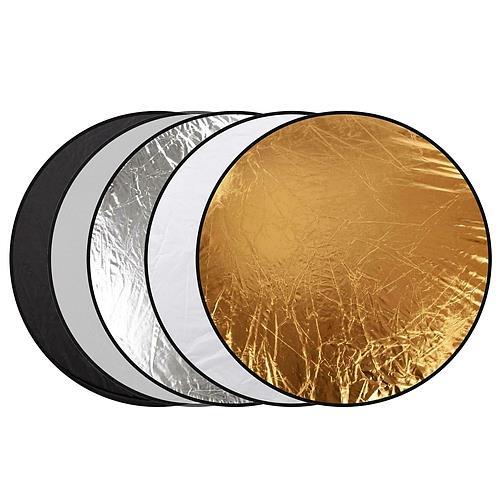 22.8In 5-in-1 Collapsible Photography Light Reflector Disc with Storage Bag - Translucent, Silver, Gold, White, Black Light Diffuser & Reflector Durable Steel