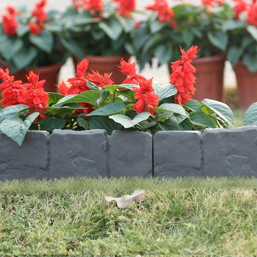 20 PCS Decorative Cobbled Stone Effect Garden Edging – Durable Plastic Lawn Border