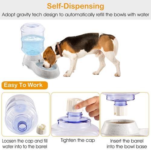 3.5L/1 Gallon Self-Dispensing Pet Waterer – Automatic Gravity Feeder for Cats and Dogs