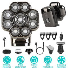 BladeMaster 9D – 6-in-1 Electric Head Shaver for Men with LED Display & Travel Lock