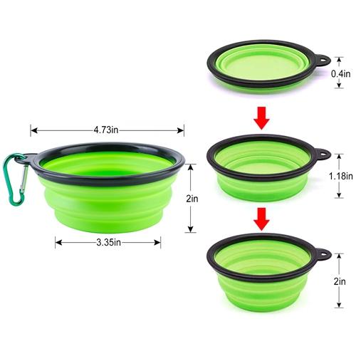 4-Pack Silicone Collapsible Dog Bowls – BPA-Free Foldable Travel Bowls with Carabiner Clip for Dogs & Cats