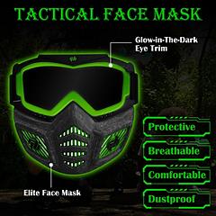 Gel Blaster Glow-in-the-Dark Elite Full Face Tactical Mask with Detachable Goggles & Adjustable Headband