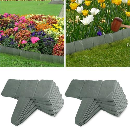 20 PCS Decorative Cobbled Stone Effect Garden Edging – Durable Plastic Lawn Border