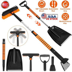5-in-1 Detachable Snow Remover Kit – Extendable Ice Scraper, Snow Shovel, and 180° Adjustable Snow Brush Head for Car Windshield and Roof