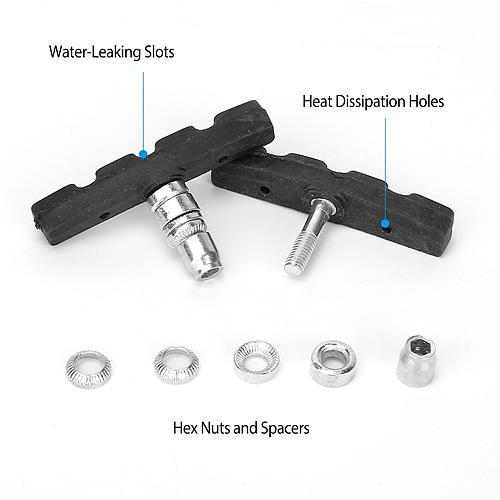 5 Pairs V-Brake Pads Set – 70mm Road & Mountain Bike Brake Blocks with Hex Nuts & Spacers – Non-Slip Bicycle Caliper Brakes