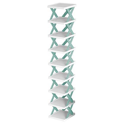 9-Tier Narrow Entryway Shoe Rack – Space-Saving Vertical Shoe Organizer for Closet, Hallway, and Entryway – Free-Standing Plastic Storage Shelf Lightweight Multicolor
