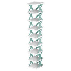 9-Tier Narrow Entryway Shoe Rack – Space-Saving Vertical Shoe Organizer for Closet, Hallway, and Entryway – Free-Standing Plastic Storage Shelf Lightweight Multicolor