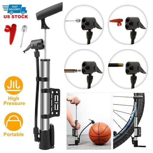 Mini Bike Pump Portable Bicycle Tire Inflator – Ball Air Pump with Mount Frame for Mountain and Road Bikes