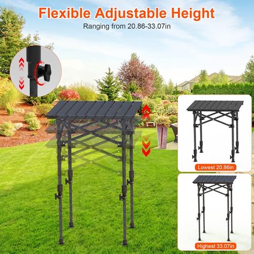 Ultra-Sturdy Folding Camping Table – Adjustable Height, Roll-Up Top, Rustproof Steel, 55LBS Load