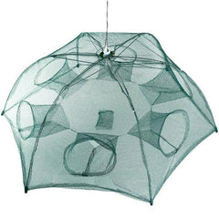Portable 6-Sided Fishing Trap Net – Foldable Bait Trap for Shrimp, Minnow, Crab, and Crayfish with 6 Holes, Automatic Cast Mesh