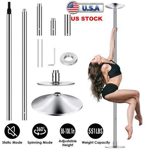 Professional 45mm Stripper Dance Pole – Spinning & Static, Adjustable Height, 551lbs Capacity for Fitness & Home Use