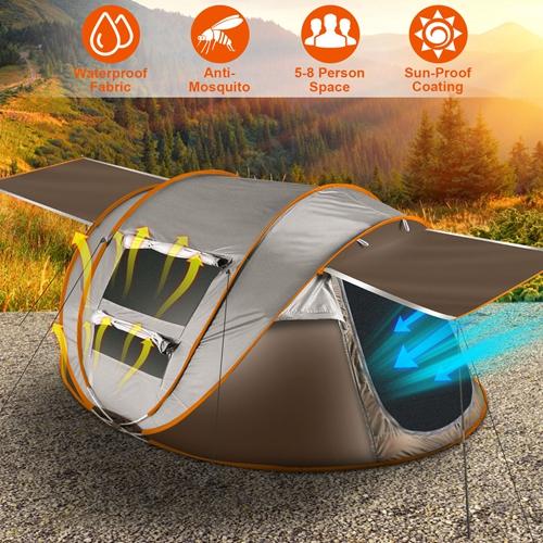 5–8 Person Pop-Up Camping Tent – Waterproof Instant Setup Tent with Mosquito Net Windows, Poles & Carry Bag for Hiking, Climbing & Outdoor Adventures