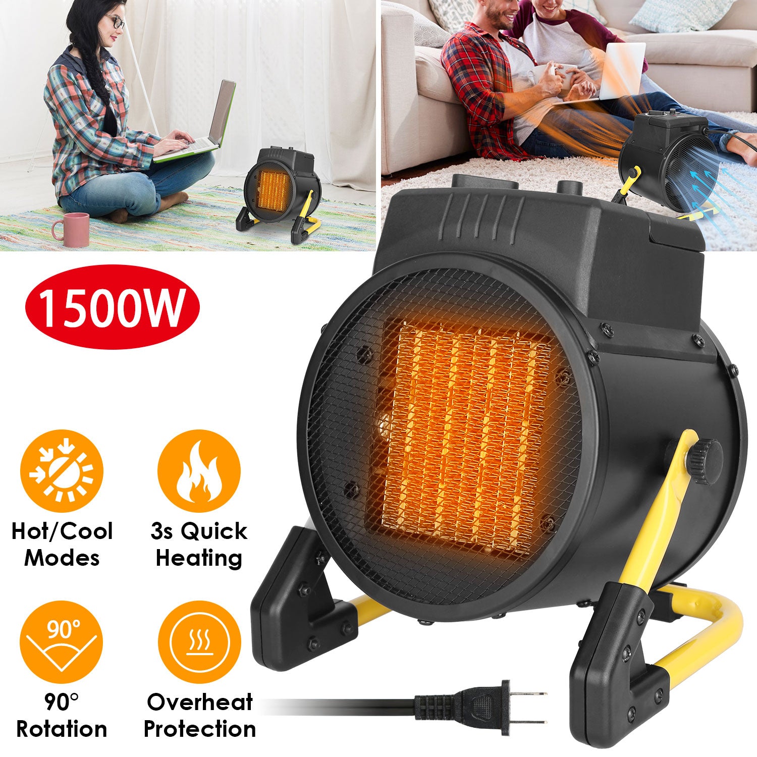 Compact 1500W Portable Electric Space Heater – Fast, Safe, & Efficient Heating