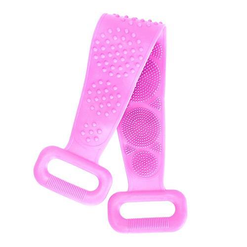 Silicone Back Scrubber Belt for Shower – Exfoliating Body Wash Strap with Massage Dots, Bristles, and Adhesive Hook Bath Brush