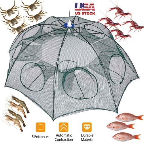Foldable Fishing Bait Trap – Automatic Mesh Net for Crab, Shrimp, Minnow & Crawdad