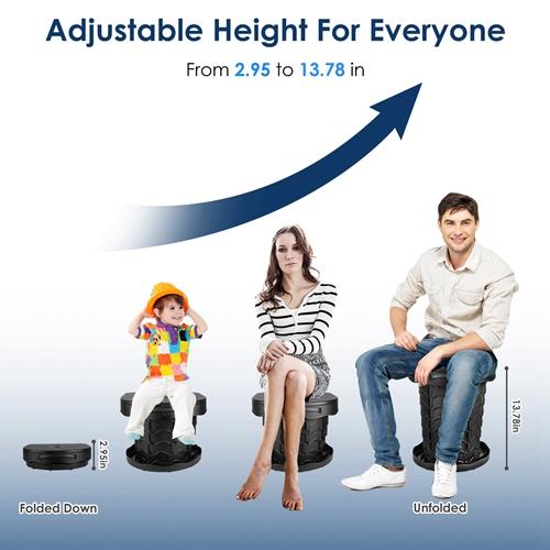 Retractable Portable Toilet – Collapsible Adult Potty with Adjustable Height, Lid, 20 Waste Bags & Carry Bag – Emergency Toilet Kit for Camping, Travel, Outdoors