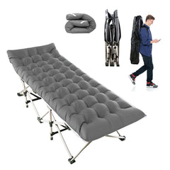 Portable Folding Camping Cot – Collapsible Bed with 440lbs Max Load & 2-Sided Soft Pad for Travel & Guests