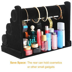 3-Tier Velvet Jewelry Stand – Removable Bracelet Holder, Watch & Jewelry Bangle Display Rack Organiser  Velvet Stand   Tiered Display