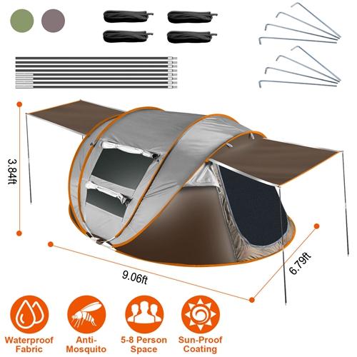 5–8 Person Pop-Up Camping Tent – Waterproof Instant Setup Tent with Mosquito Net Windows, Poles & Carry Bag for Hiking, Climbing & Outdoor Adventures