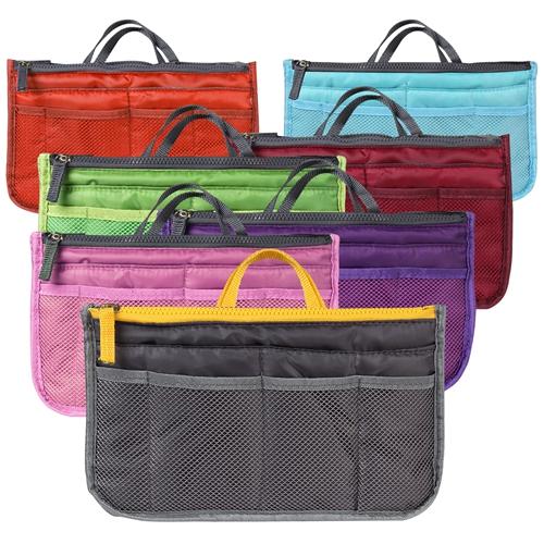 Women’s Travel Handbag Organizer Insert – Makeup Bags, Toiletry Purse Liner with Hand Strap
