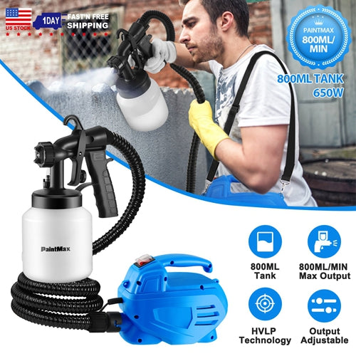 650W HVLP Paint Sprayer – 800ML High-Capacity, 3 Spray Patterns, Detachable Design