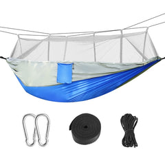 Durable 2-Person Camping Hammock with Mosquito Net 600lbs Load Capacity, Portable Nylon Swing with Carabiners & Storage Bag for Outdoor Adventures