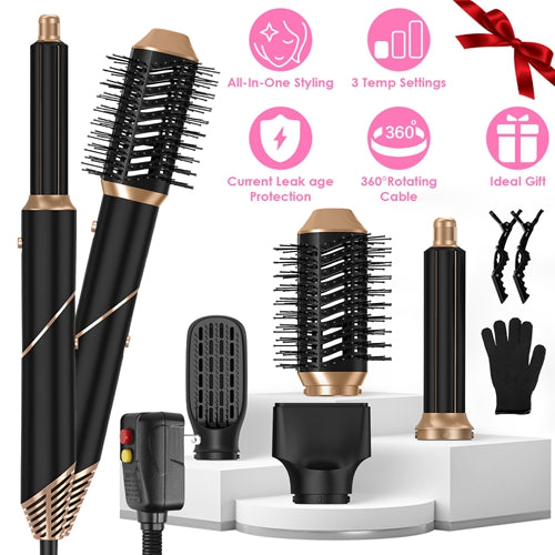 5-in-1 Hot Air Styler Set – Hair Dryer, Straightener, Curler & Volumizer with Auto Wrap, 3 Heat Settings, ALCI Plug & Accessories