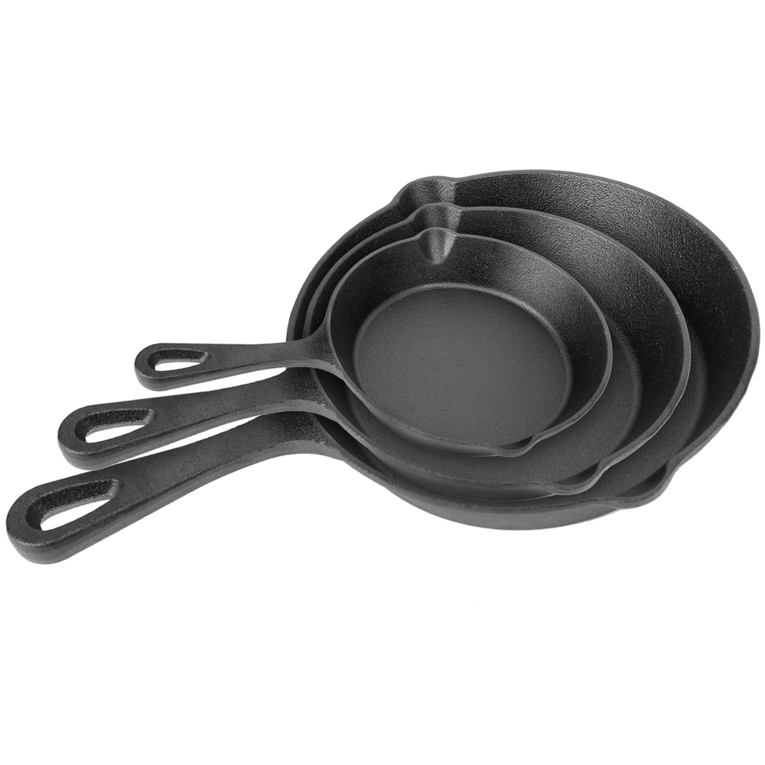 3-Piece Pre-Seasoned Cast Iron Skillet Set – 6", 8", 10" Frying Pans for Oven, Stove, and Grill