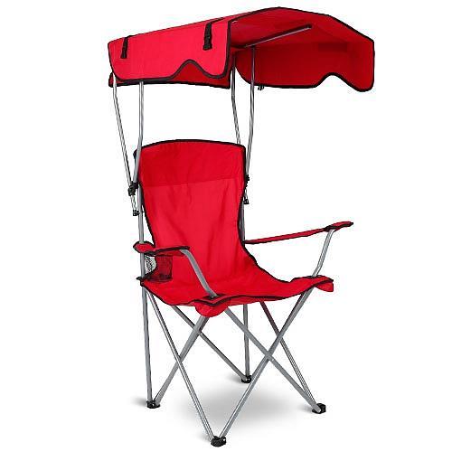 Foldable Beach Canopy Chair – Sun Protection Camping Lawn Chair, 330LBS Load Capacity, Folding Seat with Cup Holder for Beach, Poolside, Travel & Picnic