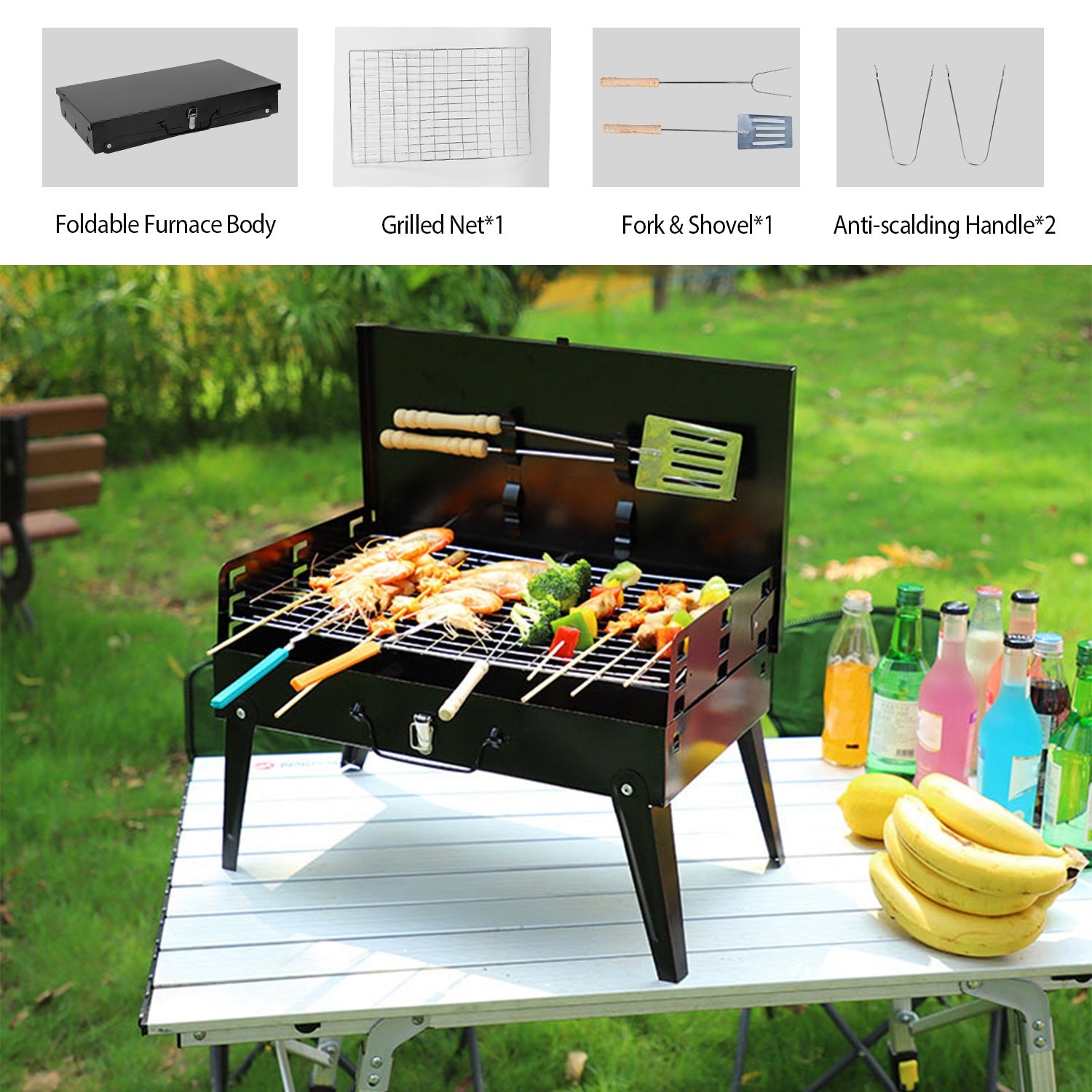 Compact & Foldable Charcoal BBQ Grill – Perfect for Outdoor Camping, Picnics & Garden Grilling