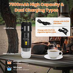 NewHome Portable Electric Espresso Machine – Cordless Self-Heating Coffee Maker for Car & Travel, Compatible with Ground Coffee, NS & DG Capsules