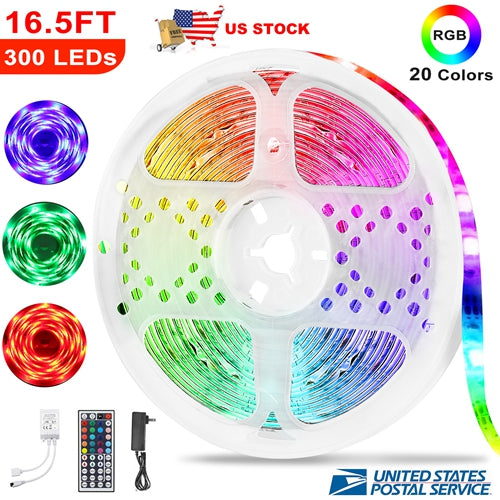 iMountek 300 LED RGB Strip Lights – 16.5ft (5M) Waterproof LED Light Strip with Remote Control, 20 Colors & DIY Mood Lighting (IP65)