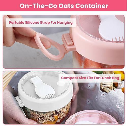 Overnight Oats Jars with Lids & Spoons – 4Pcs 20oz Leak-Proof Containers for Yogurt, Fruit, Salad & Cereal