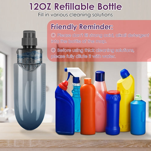 3-in-1 Spray Mop for Hardwood & Tile Floors – 12oz Refillable Bottle, 3 Washable Pads, Wet & Dry Use