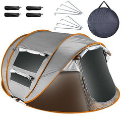 Instant Pop-Up Camping Tent | Waterproof 5-8 Person Tent with Mosquito Net Windows & Carry Bag