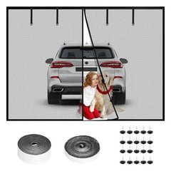8x7FT Magnetic Garage Door Screen – Heavy-Duty Fiberglass Mesh with Magnetic Closure & Buckle Straps for Single-Car Garages