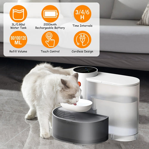 Smart Cordless Pet Water Fountain – 3L Rechargeable Automatic Dispenser for Cats & Dogs with Adjustable Flow & Timed Refill