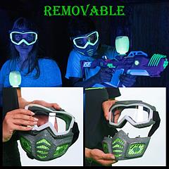 Gel Blaster Glow-in-the-Dark Elite Full Face Tactical Mask with Detachable Goggles & Adjustable Headband