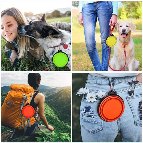 4-Pack Silicone Collapsible Dog Bowls – BPA-Free Foldable Travel Bowls with Carabiner Clip for Dogs & Cats