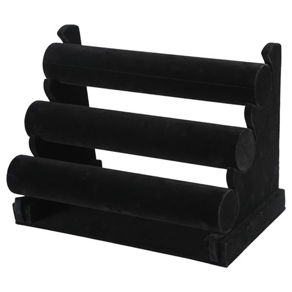 3-Tier Velvet Jewelry Stand – Removable Bracelet Holder, Watch & Jewelry Bangle Display Rack Organiser  Velvet Stand   Tiered Display
